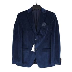 Alfani Men's Slim-Fit Velvet Sport Coat Blazer Blue Solid 36S NWT